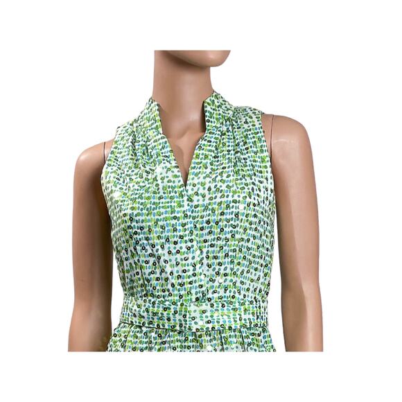 60s Anne Fogarty Green Polka Dot Sequin Accents Fit & Flare Junior Dress Sz XS - Picture 7 of 10
